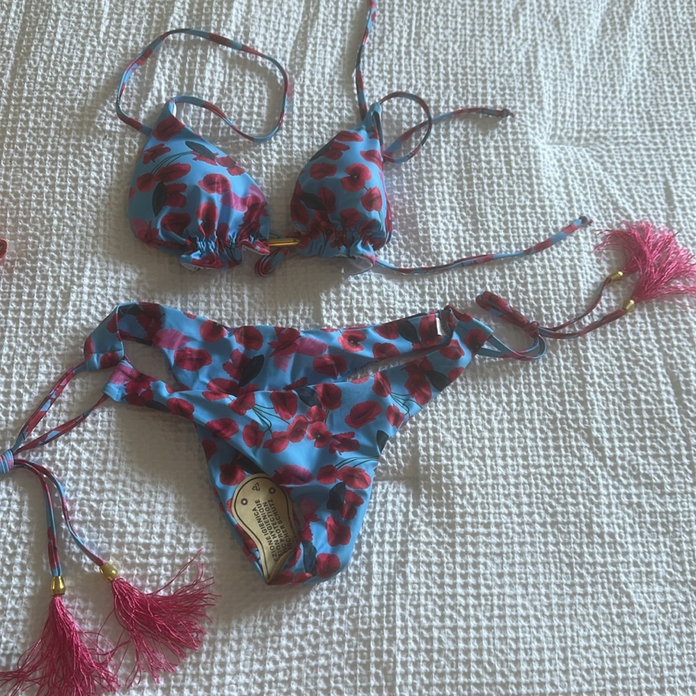Floral Blue and Red Bikini set